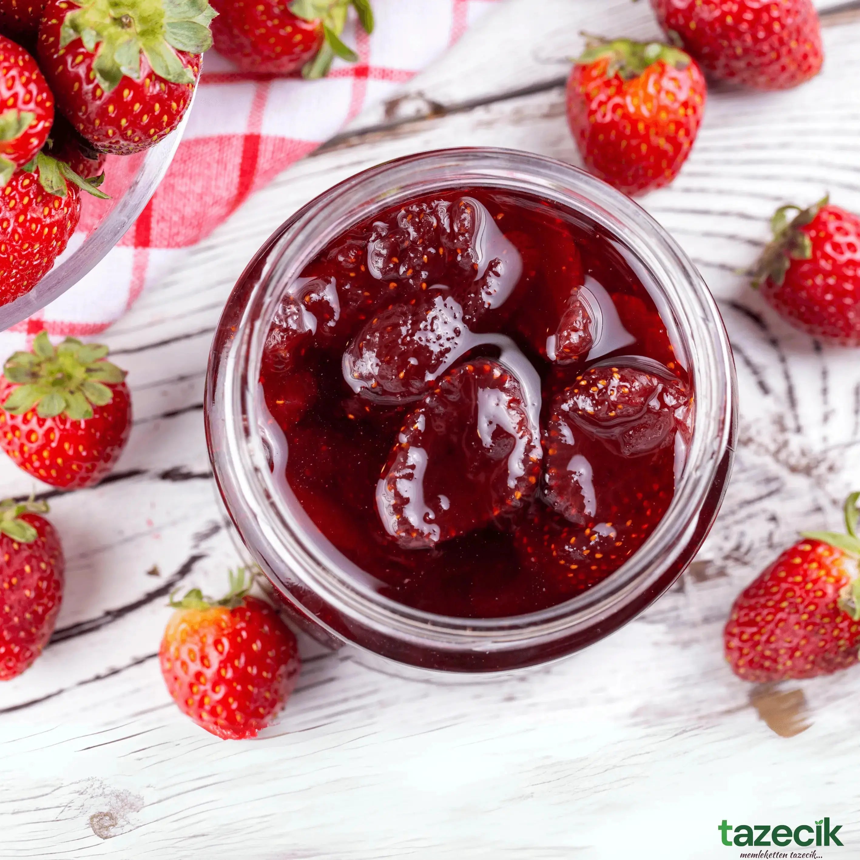 Çilek Reçeli - Katkısız ve Şekersiz Doğal El Yapimi - 750g (c) Tazecik