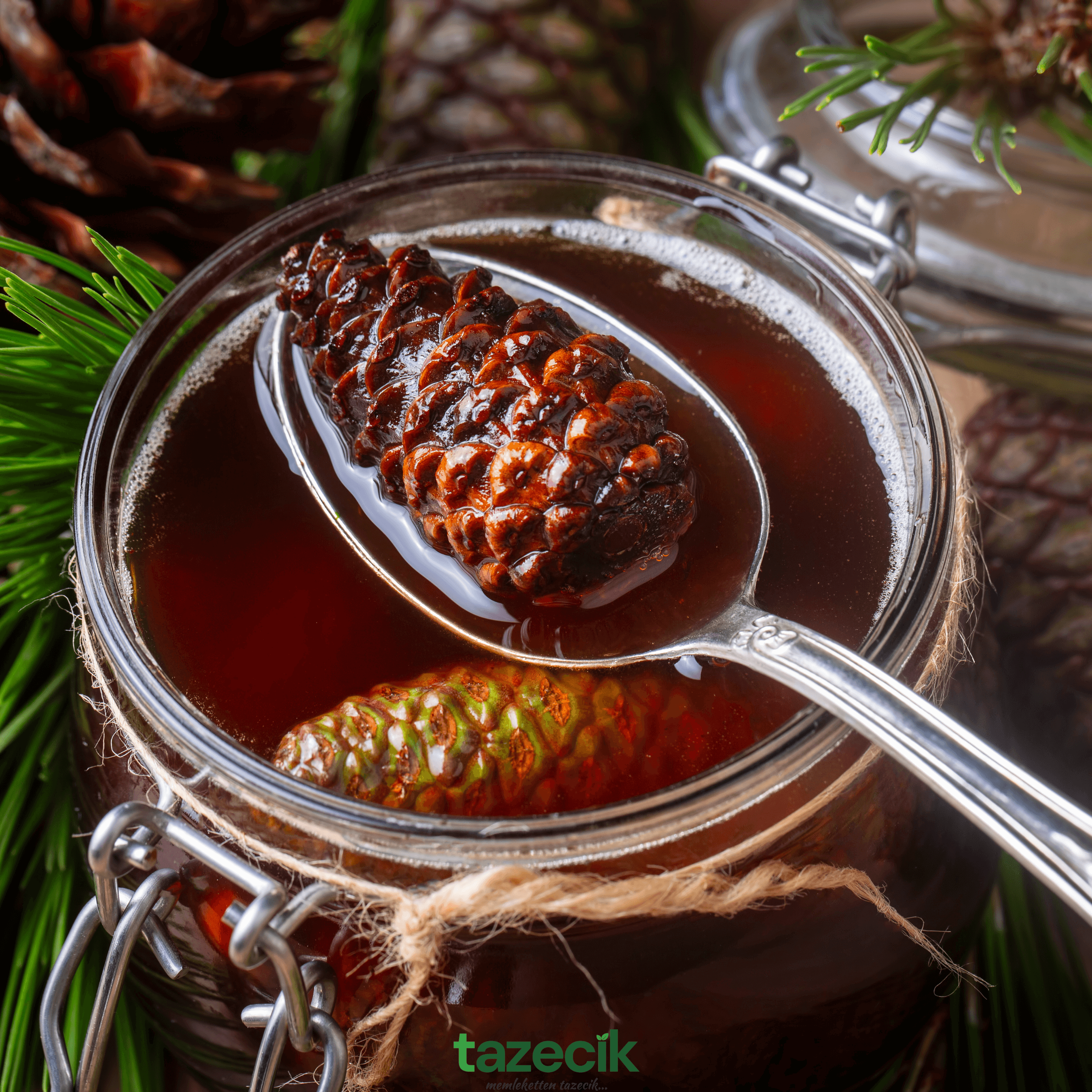 Şekersiz Kozalak Şurubu (Bütün Kozalaklı) - 750 ml Tazecik