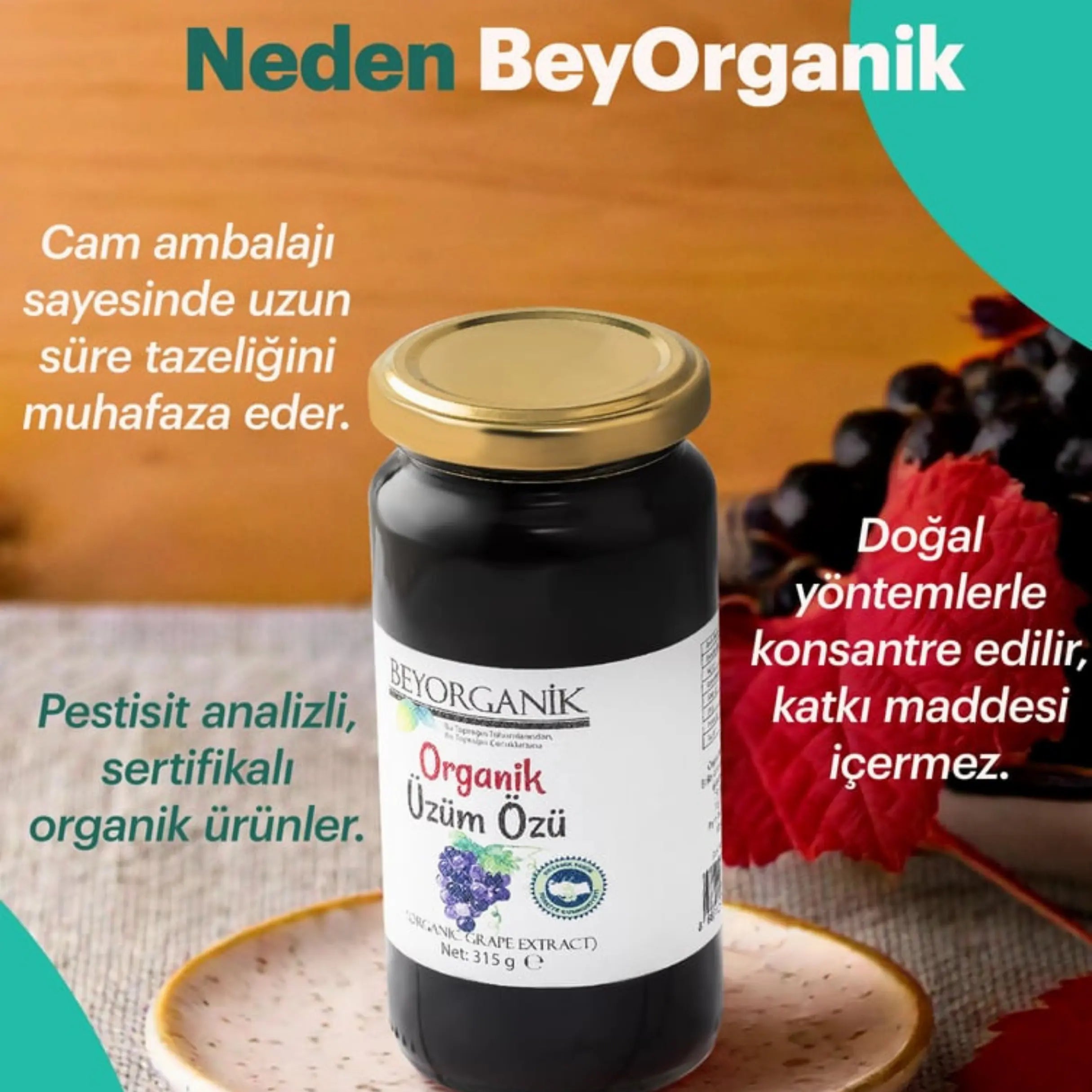 Organik Üzüm Özü- BeyOrganik 315gr Tazecik