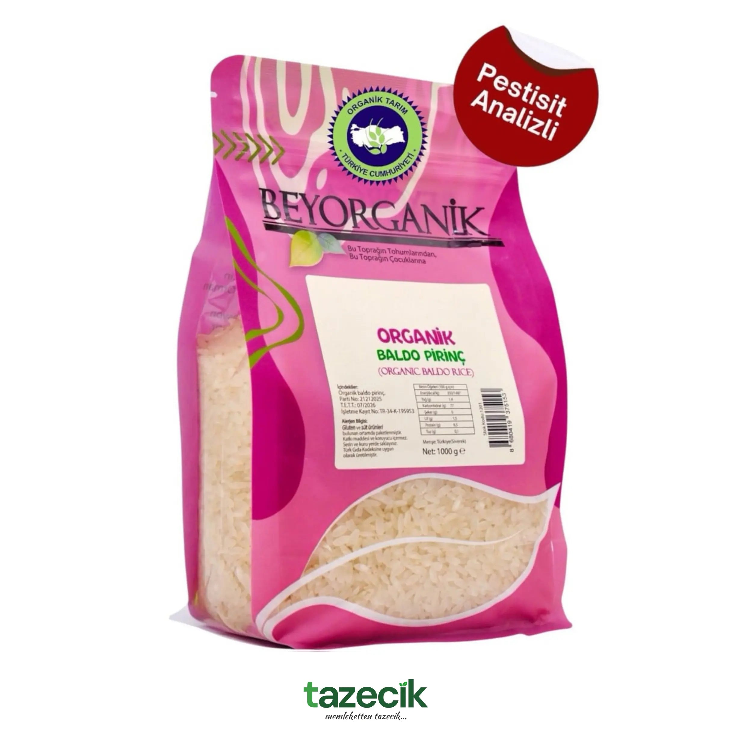 Organik Baldo Pirinc- BeyOrganik 1000gr Tazecik